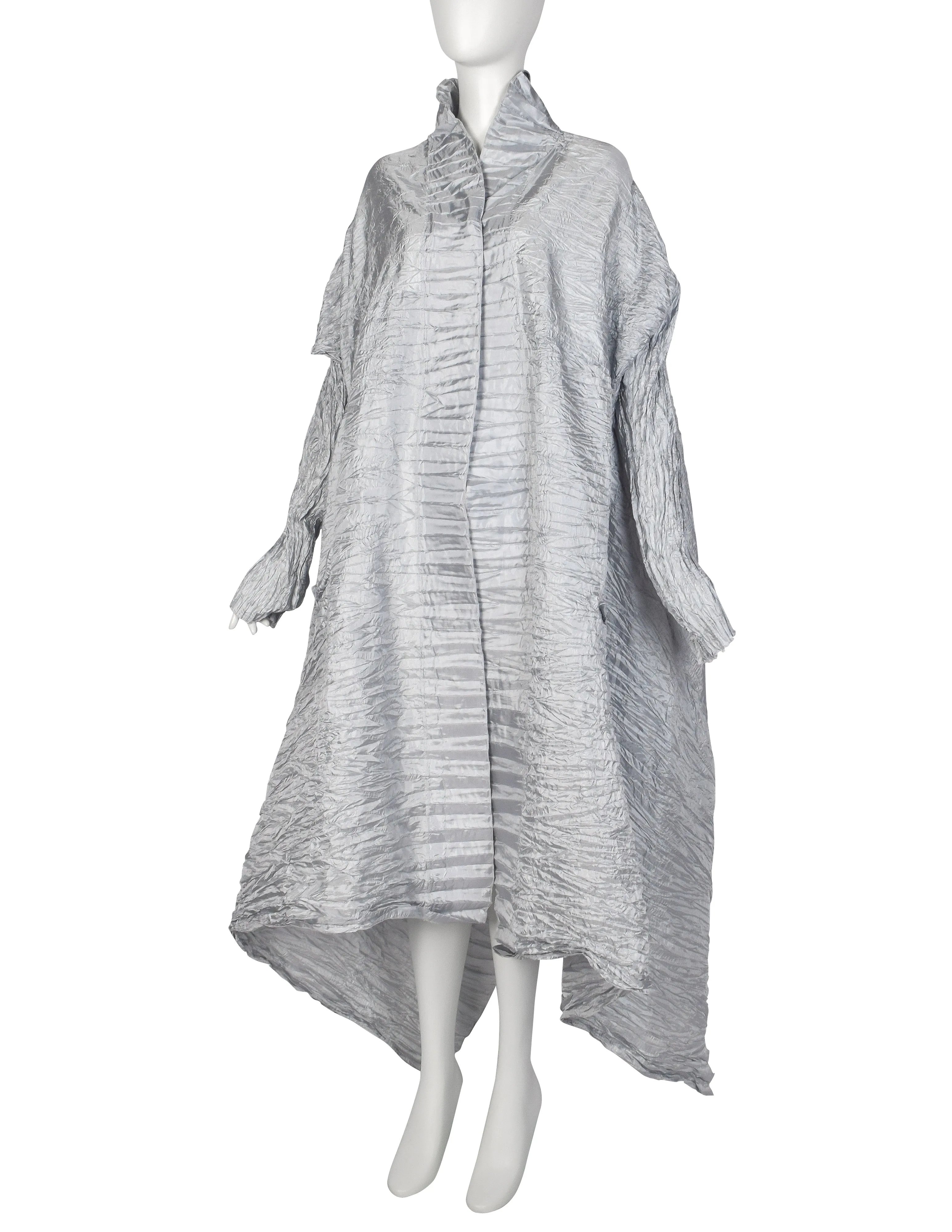 Ray London Vintage Silver Plisse Pleated Duster