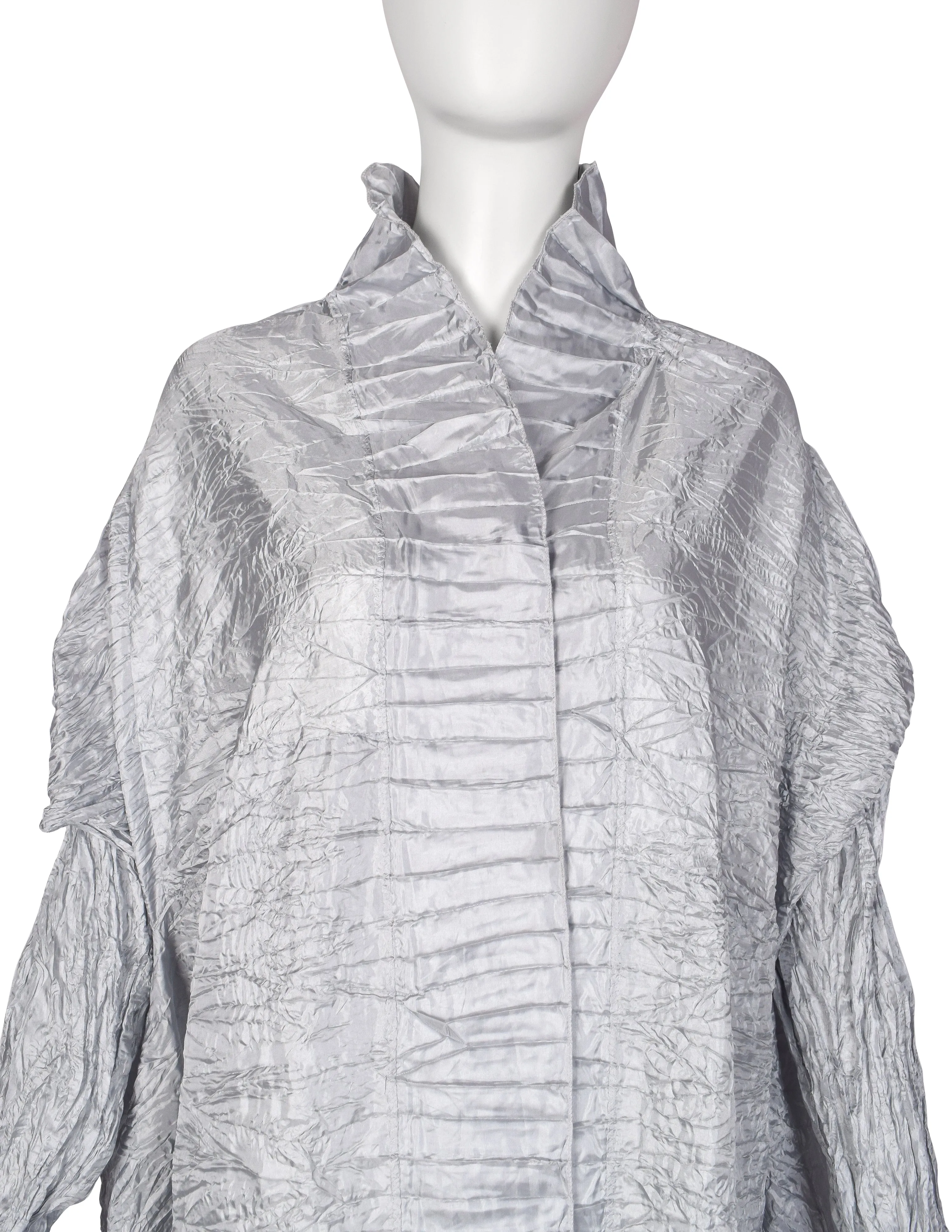 Ray London Vintage Silver Plisse Pleated Duster