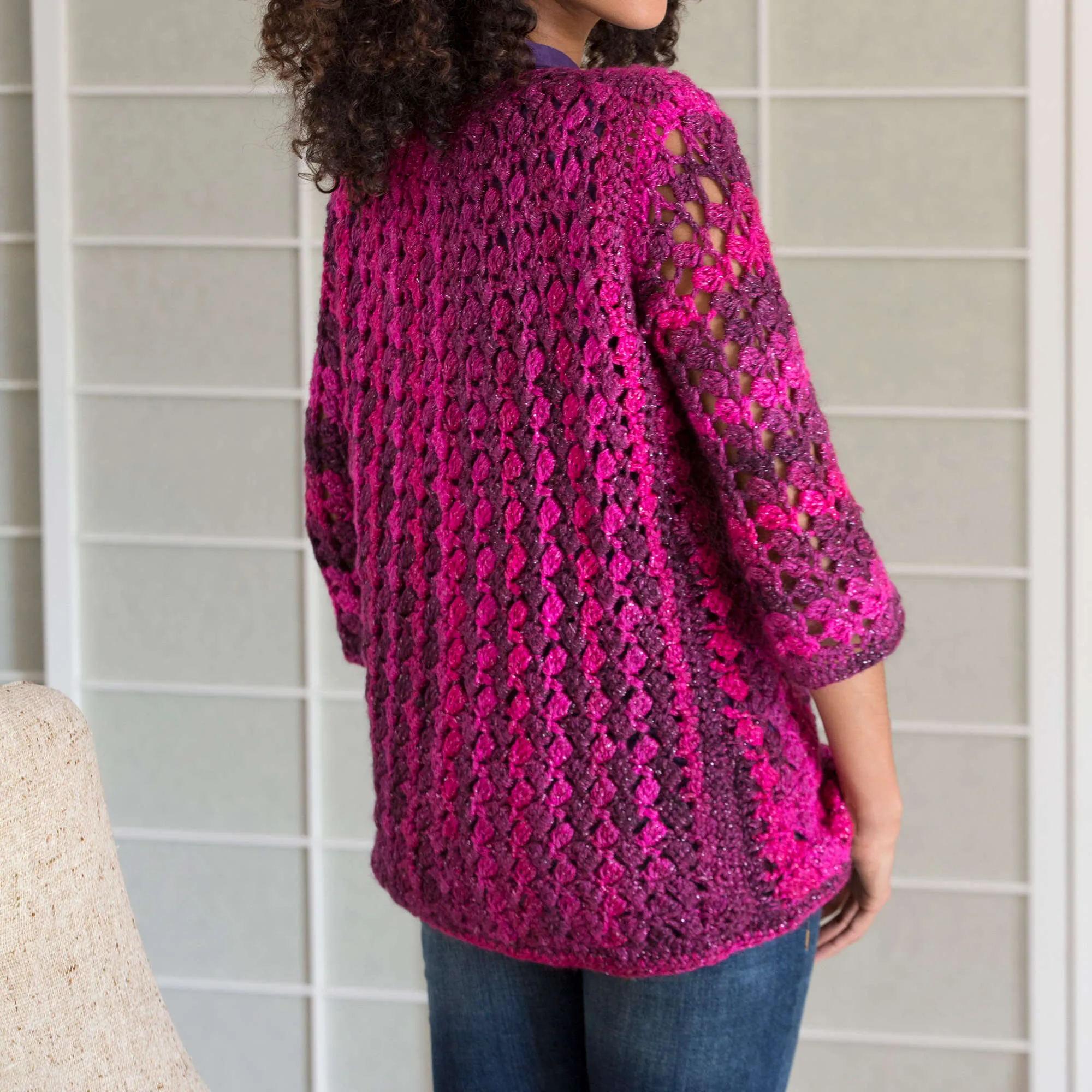 Red Heart Lacy Crochet Cardigan