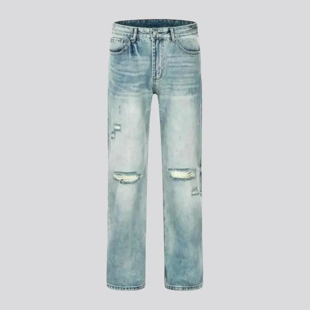 Ribbed-knees men's grunge jeans