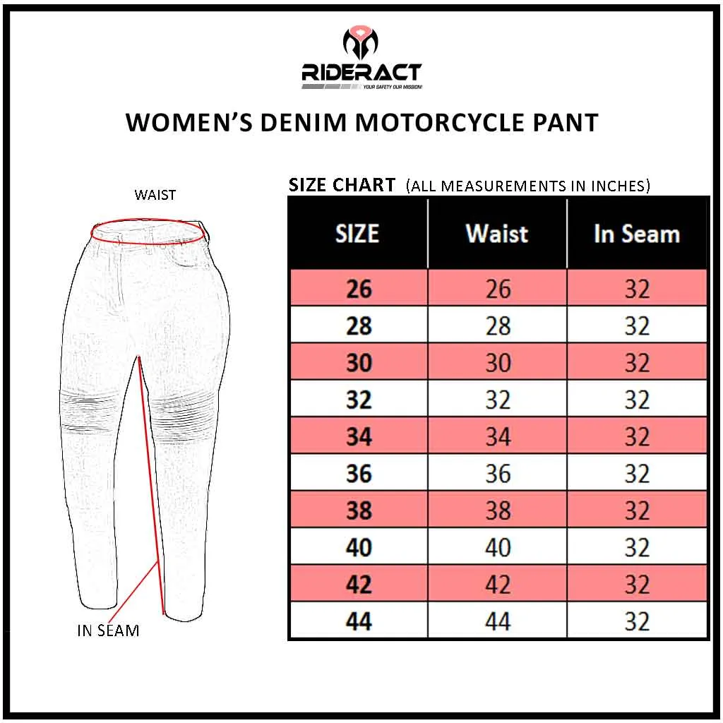 RIDERACT® Women's Bikers Style Jeans Black Reinforced with Aramid Fiber