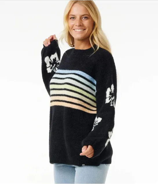 Rip Curl High Tide Hibiscus Striped Crew