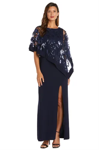 RM Richards 2551 Long Sheath Dress with Sequin Poncho