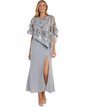 RM Richards 2551 Long Sheath Dress with Sequin Poncho