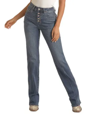 Rock & Roll Cowgirl Women's - High Rise Button Fly Bootcut Jeans