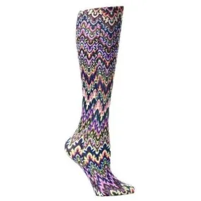 Sale Lightweight Patterned Compression Socks in Blue Fleur in Regular & Plus Size