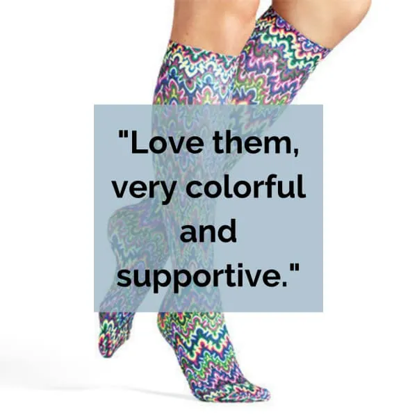 Sale Lightweight Patterned Compression Socks in Blue Fleur in Regular & Plus Size