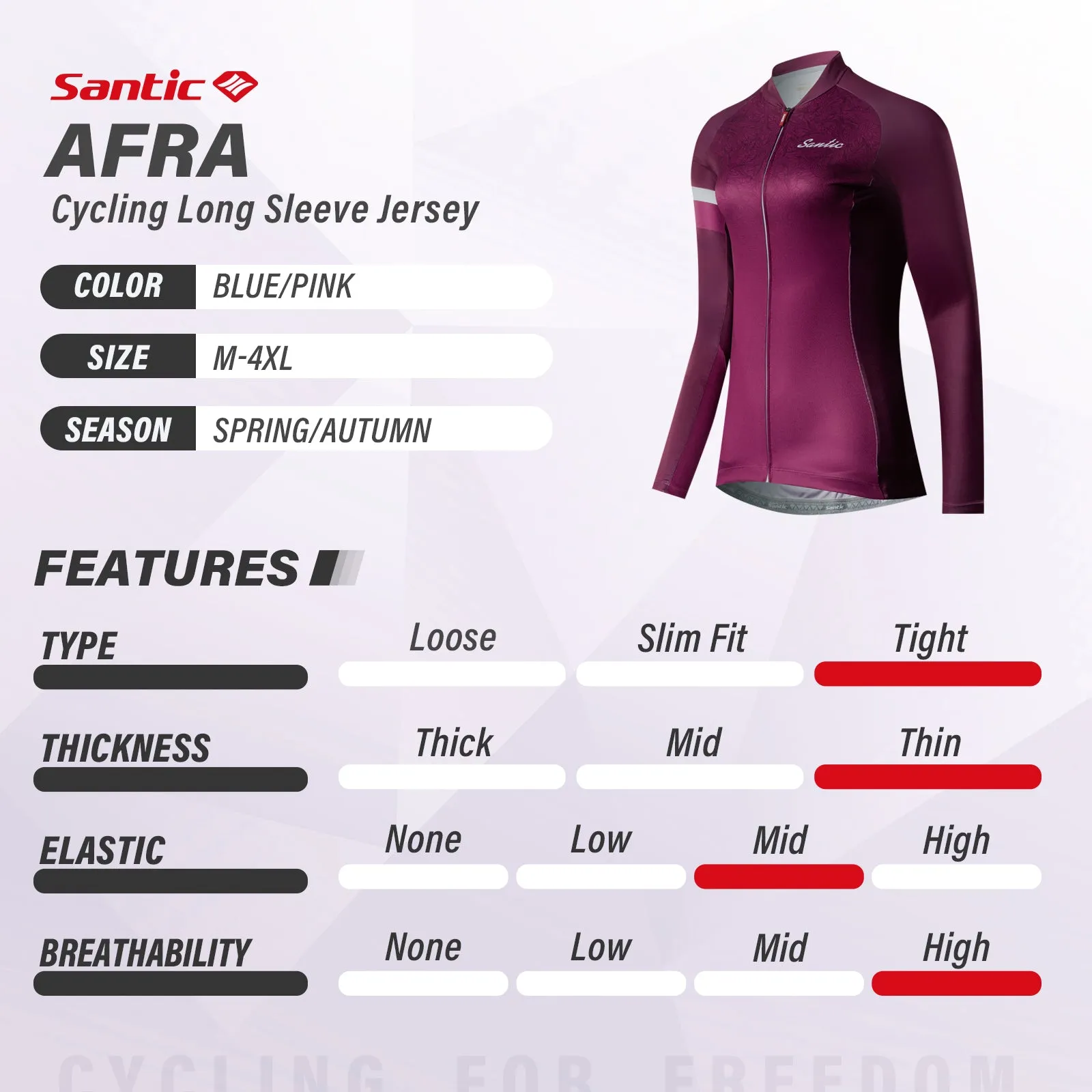 Santic Afra Pink Women Jersey Long Sleeve