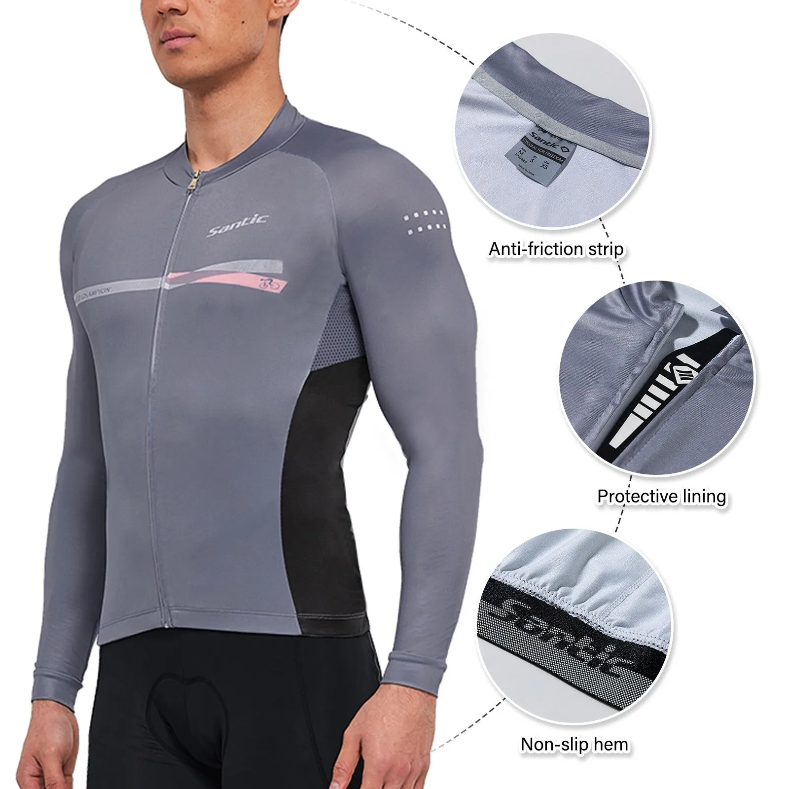 Santic Avalo Gray Men’s Cycling Jersey Long Sleeve