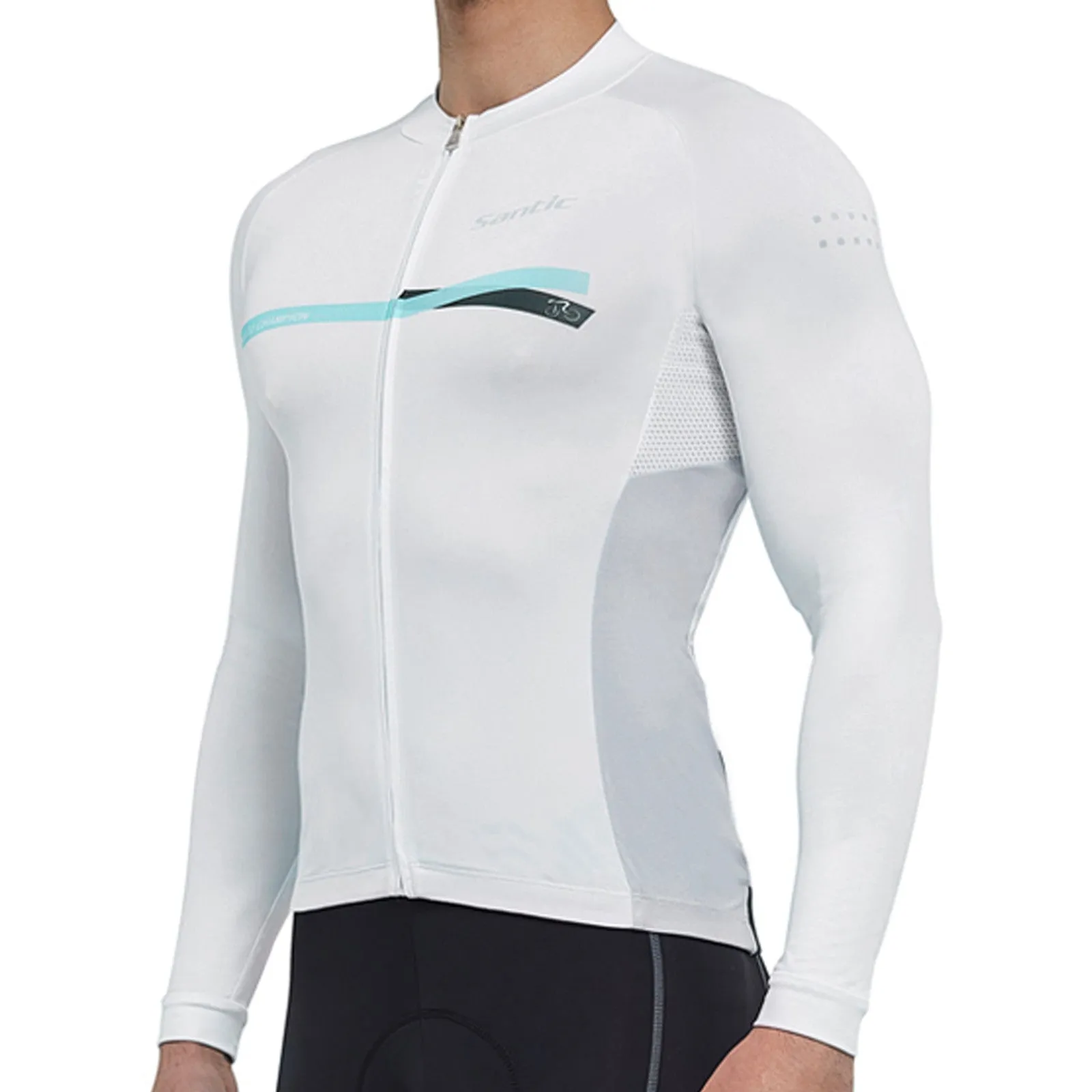 Santic Avalo White Men’s Cycling Jersey Long Sleeve