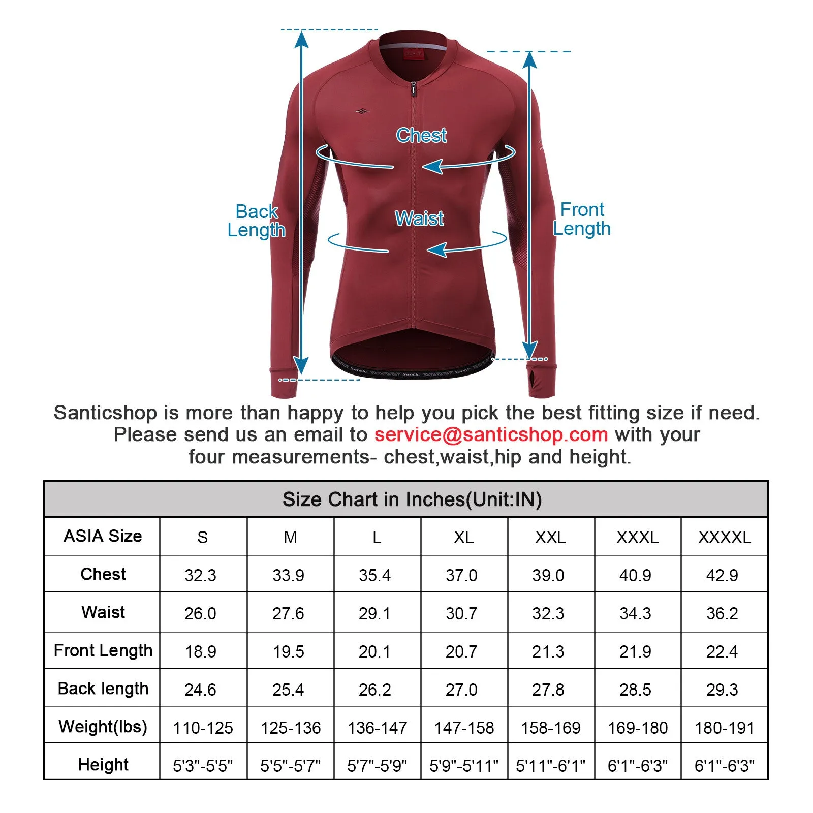 Santic Awani Red Men Cycling Jersey Long Sleeve