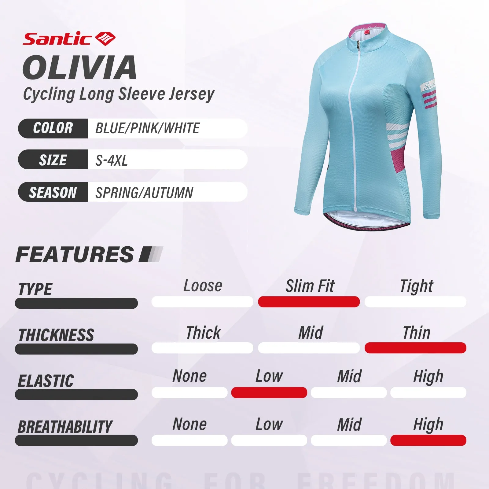 Santic Olivia Blue Women Jersey Long Sleeve