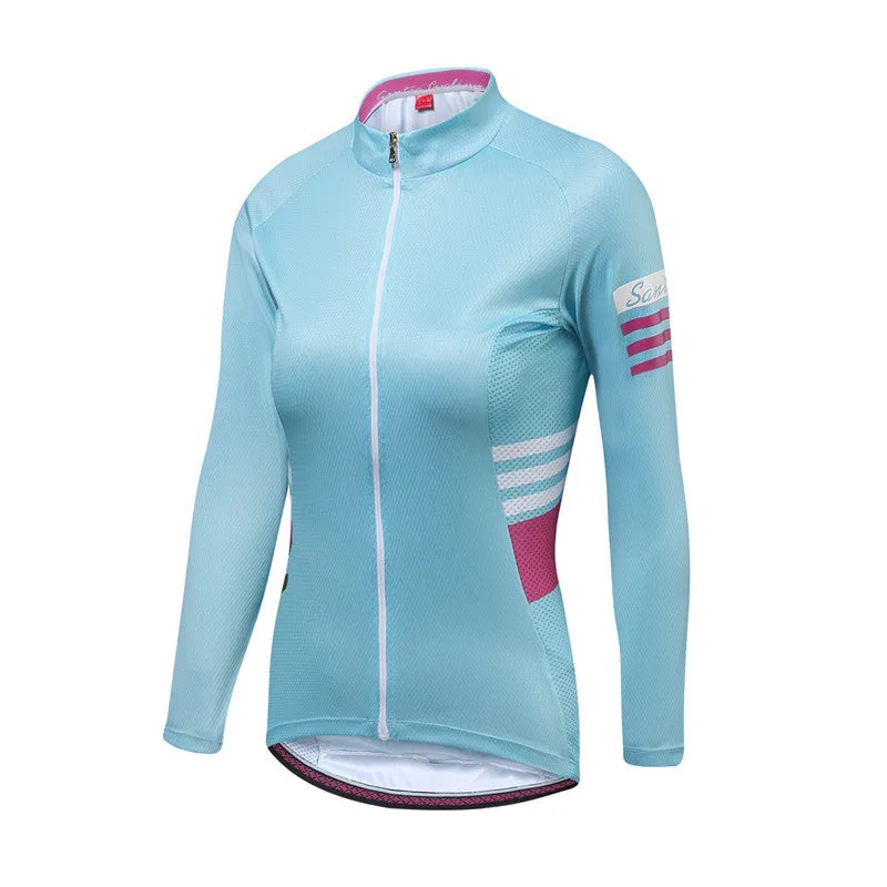 Santic Olivia Blue Women Jersey Long Sleeve