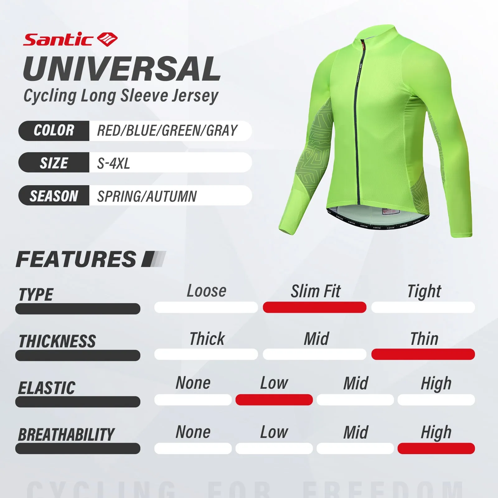 Santic Universal Lightgreen Men Cycling Jersey Long Sleeve