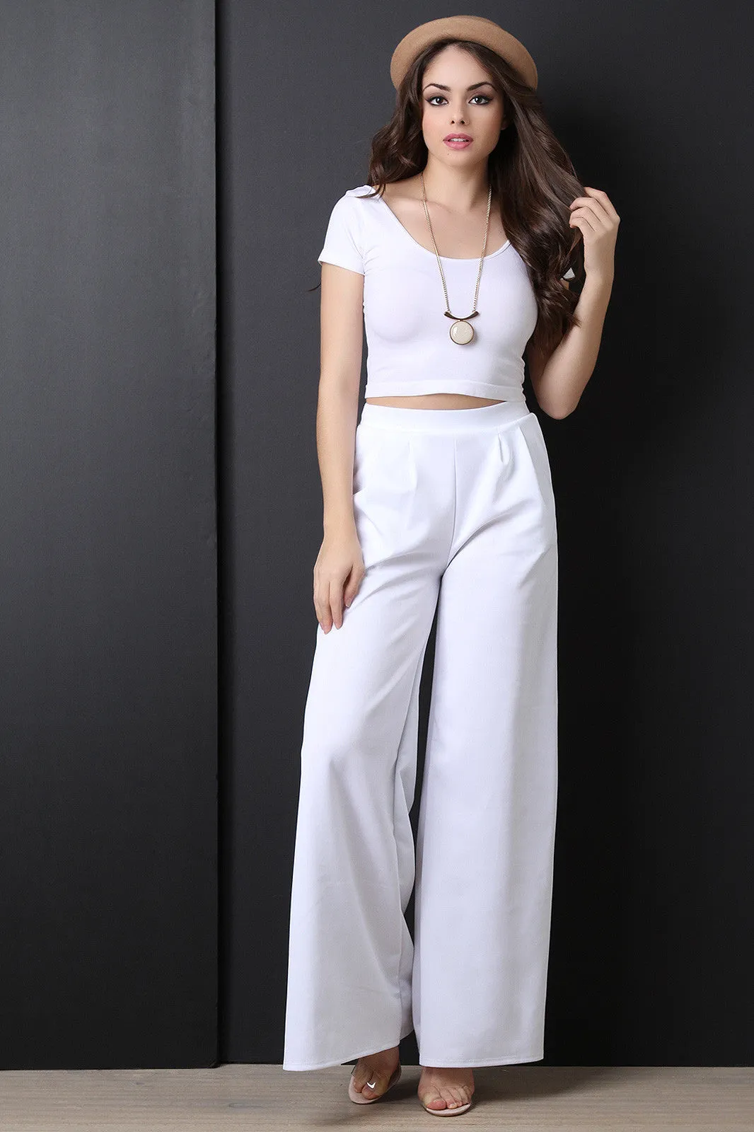 Scuba Flare Wide Leg High Waisted Pants