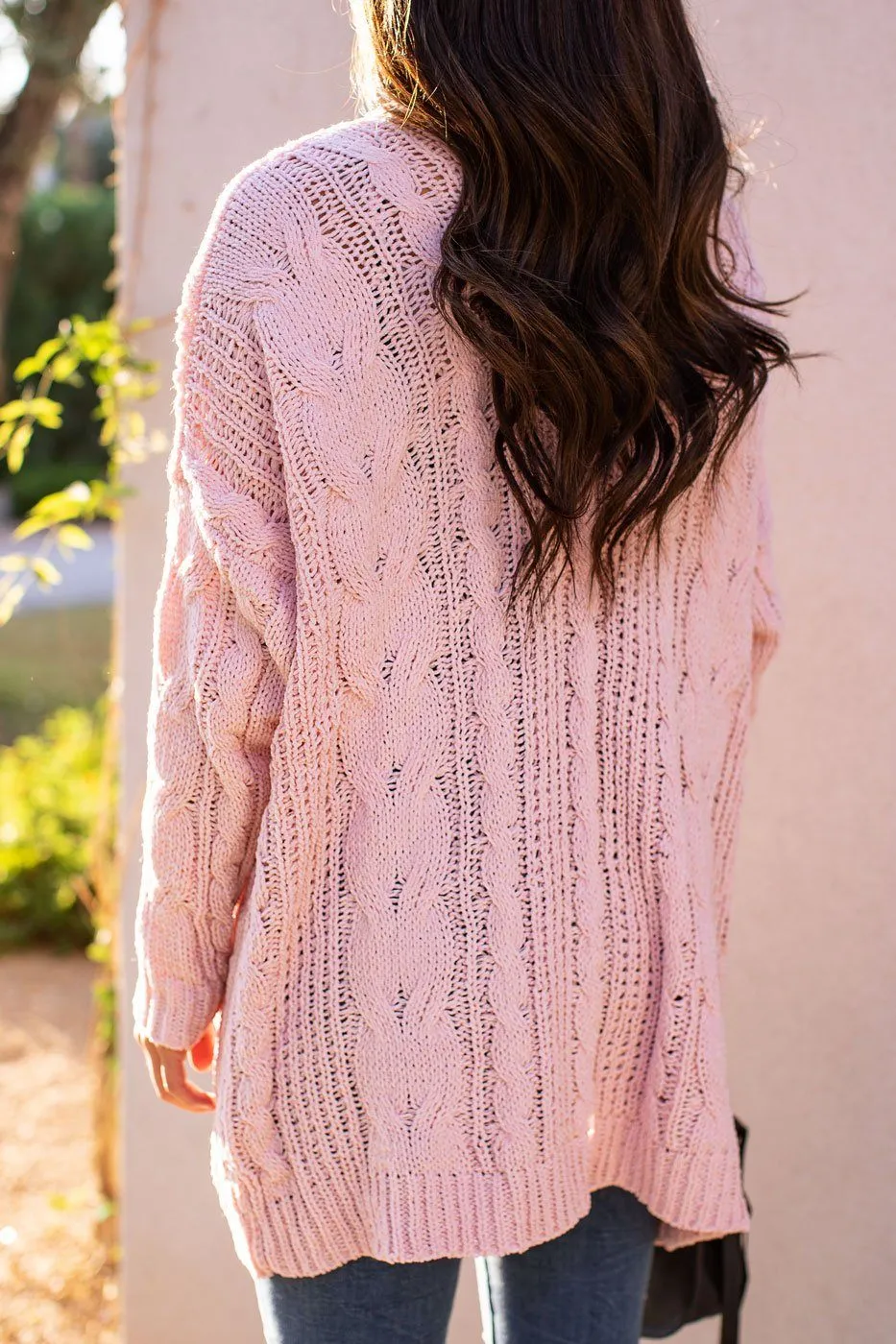 Serene Blush Cable Knit Cardigan