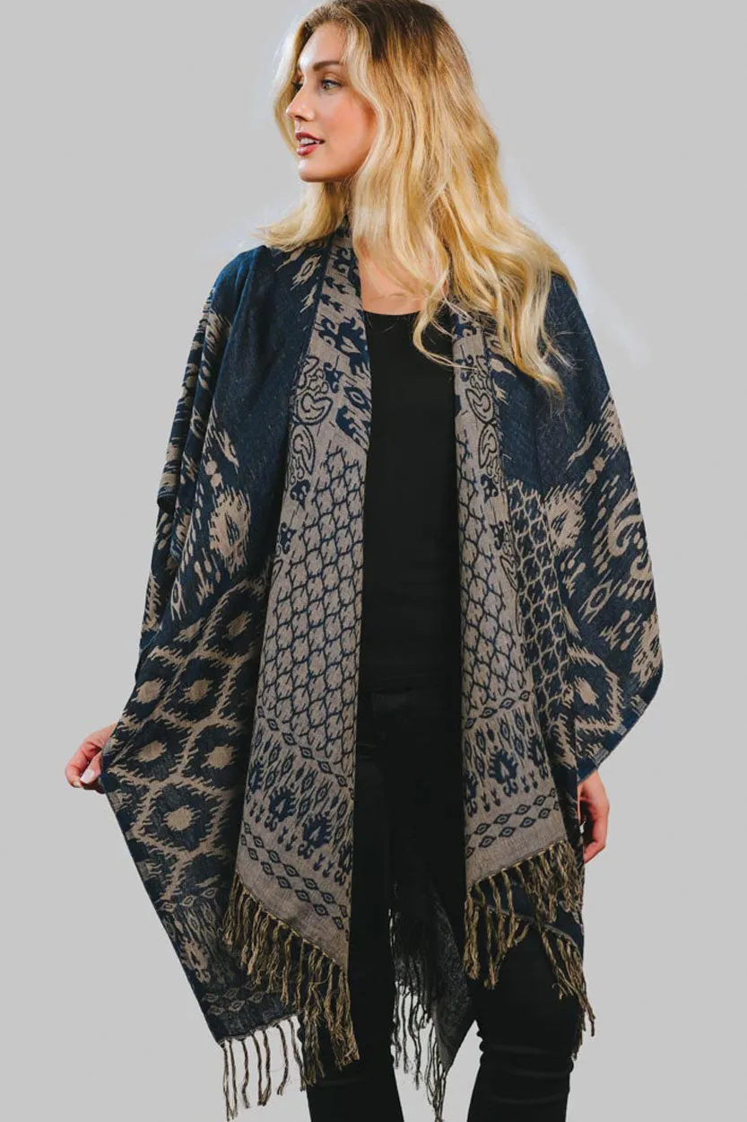 Sevya Sajani Wool & Cotton Poncho