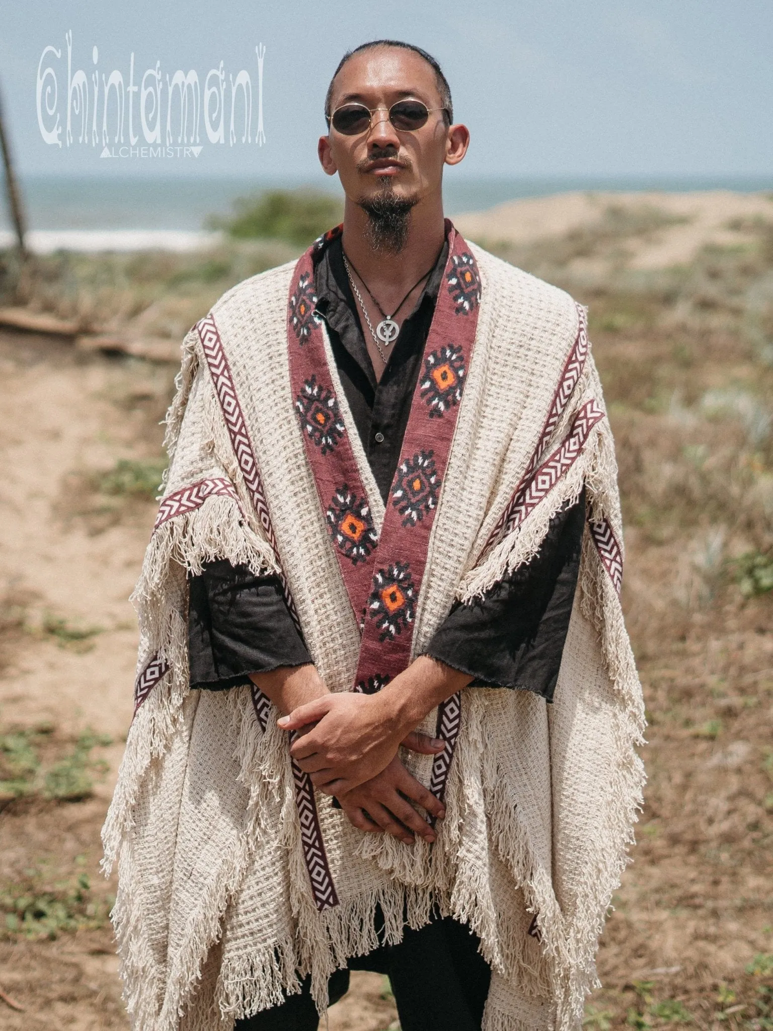 Short Berber Poncho for Men / Hemp