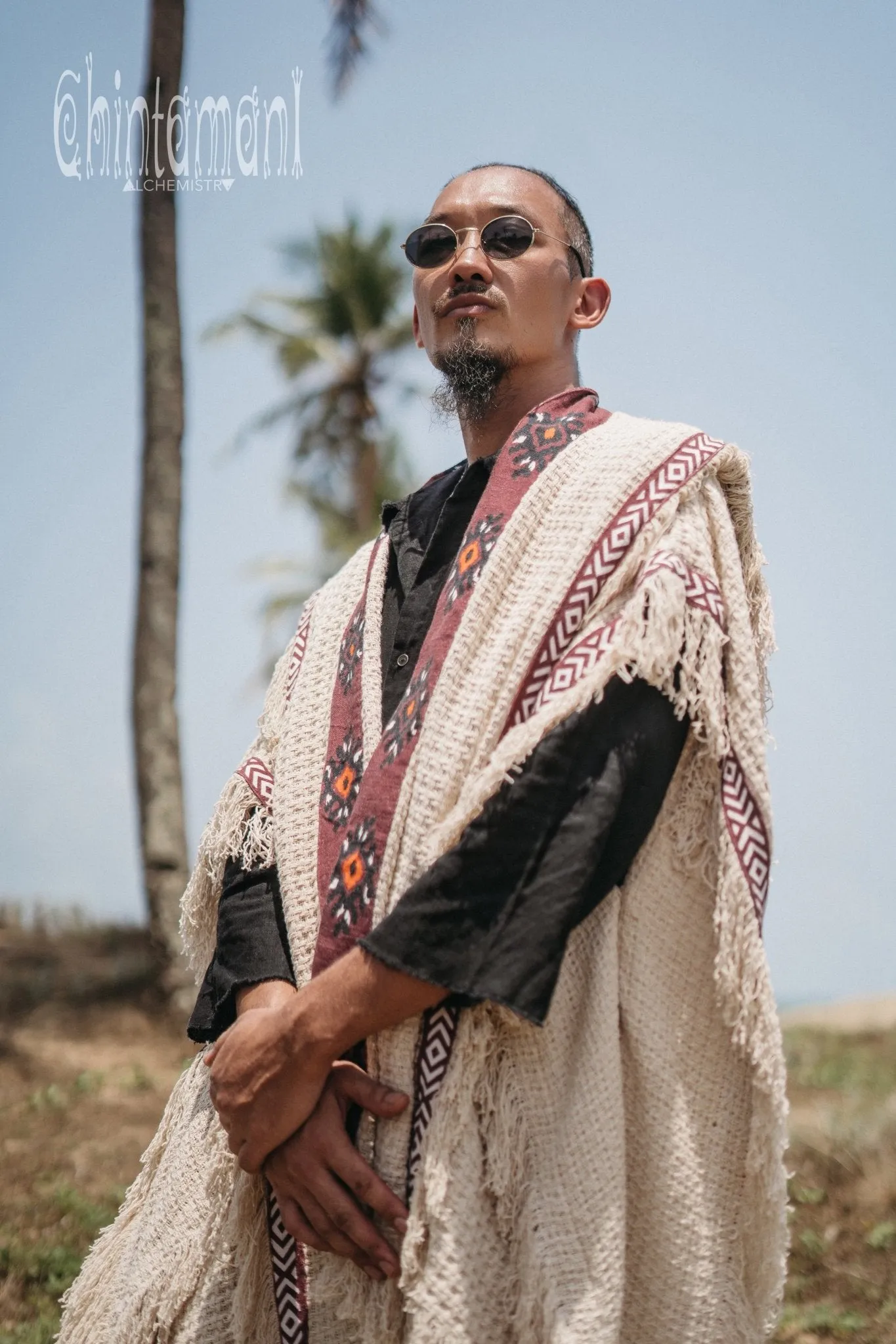 Short Berber Poncho for Men / Hemp