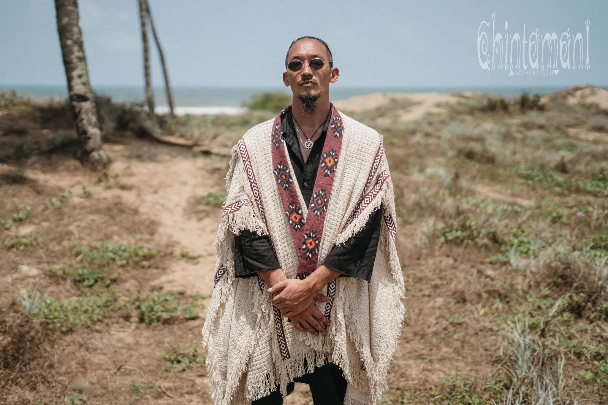 Short Berber Poncho for Men / Hemp