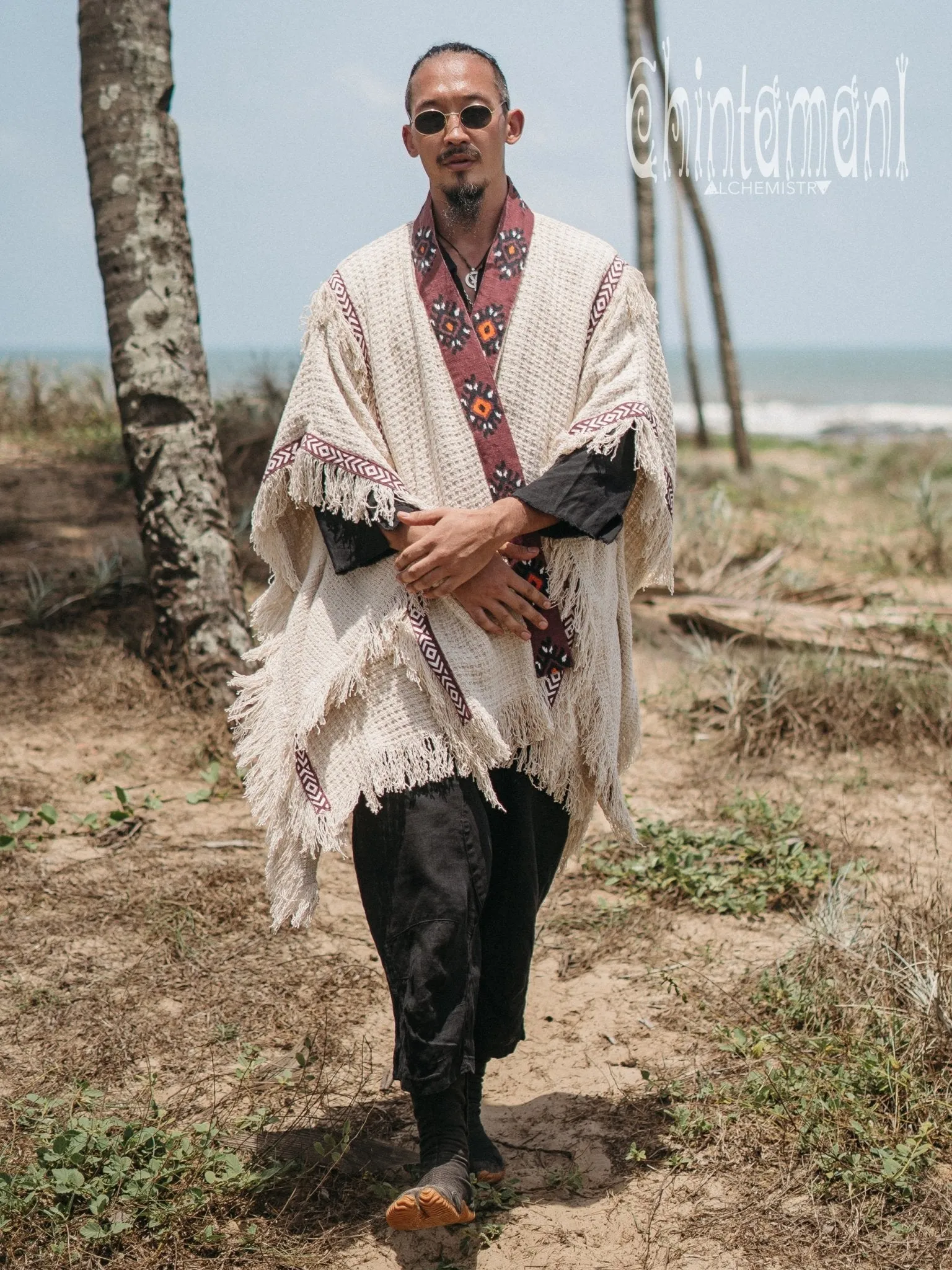 Short Berber Poncho for Men / Hemp