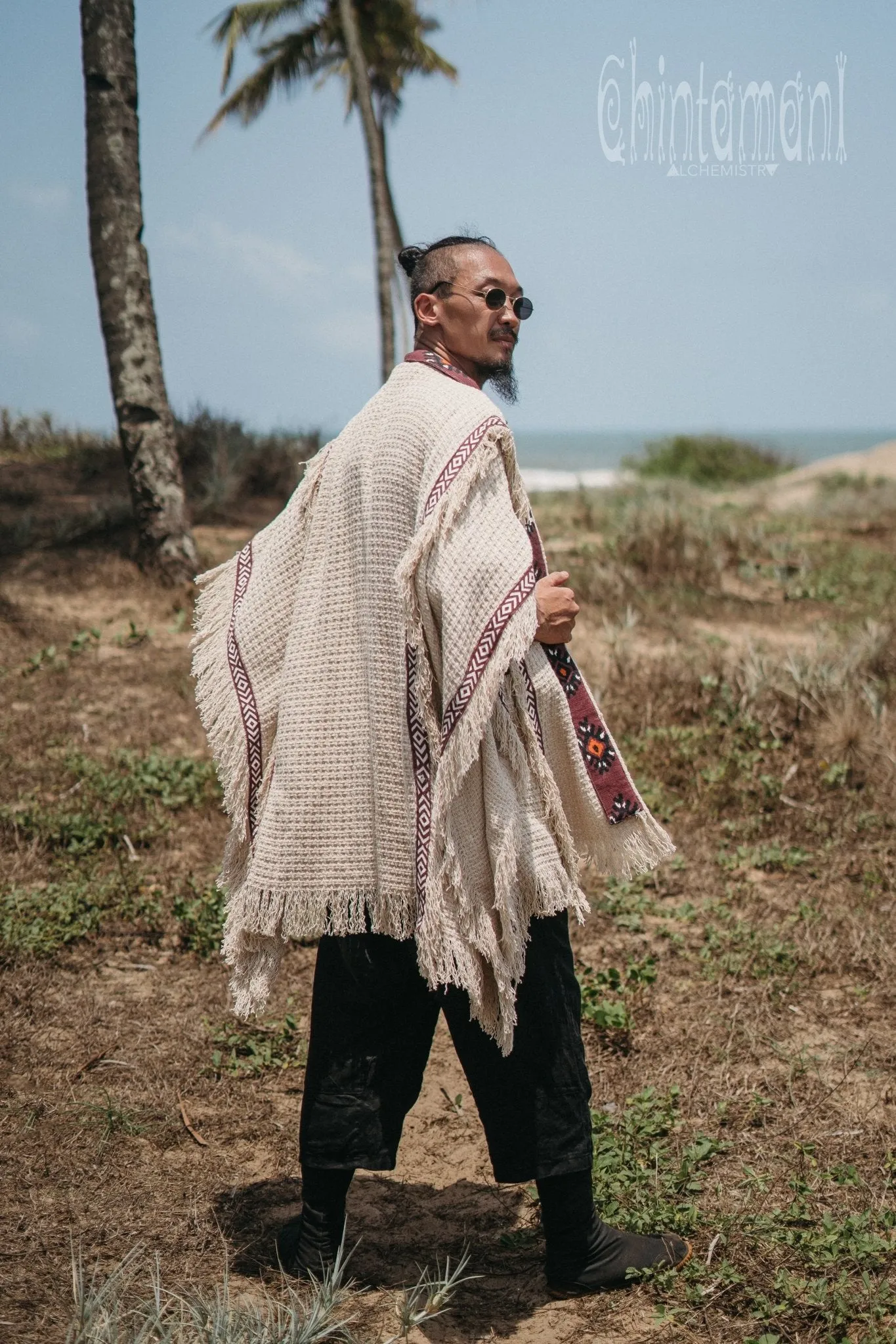 Short Berber Poncho for Men / Hemp