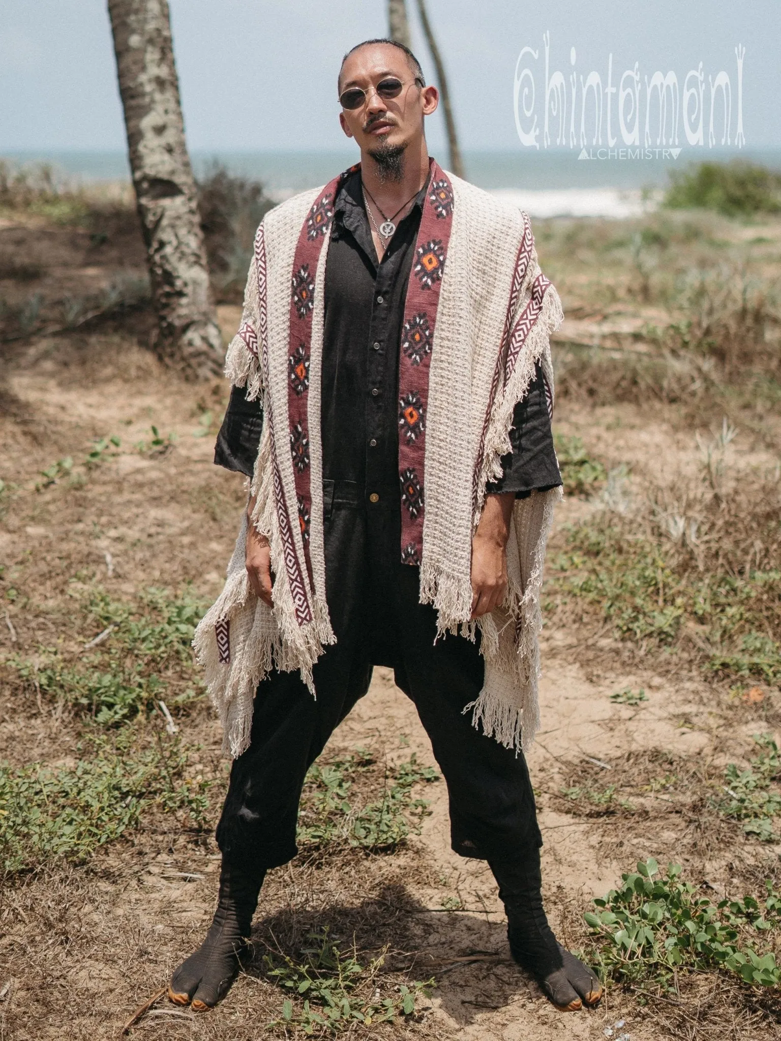 Short Berber Poncho for Men / Hemp