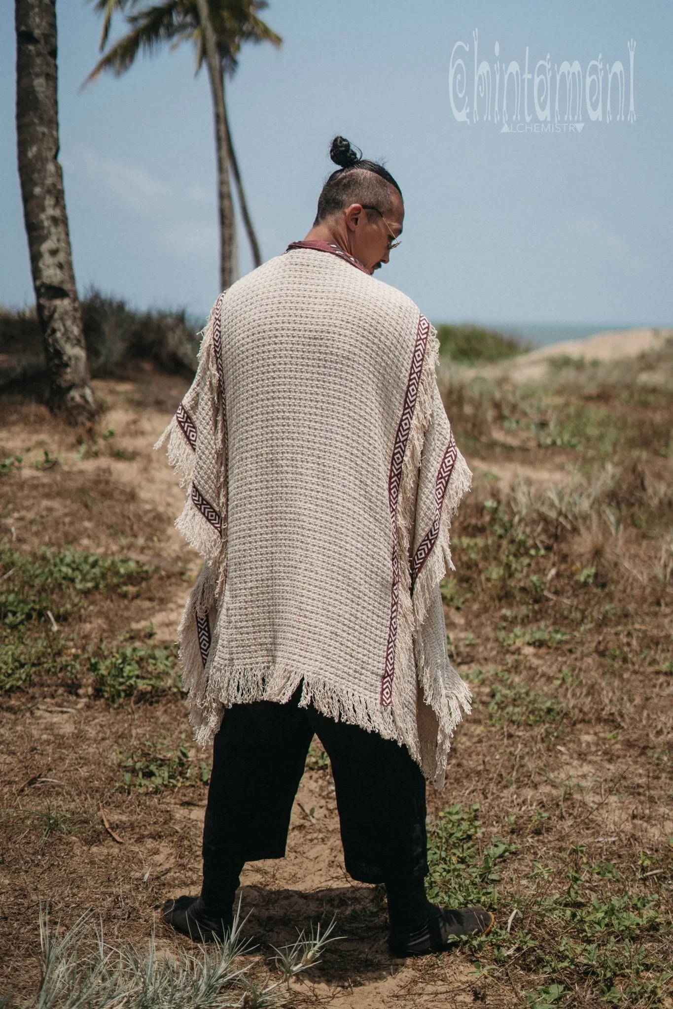 Short Berber Poncho for Men / Hemp