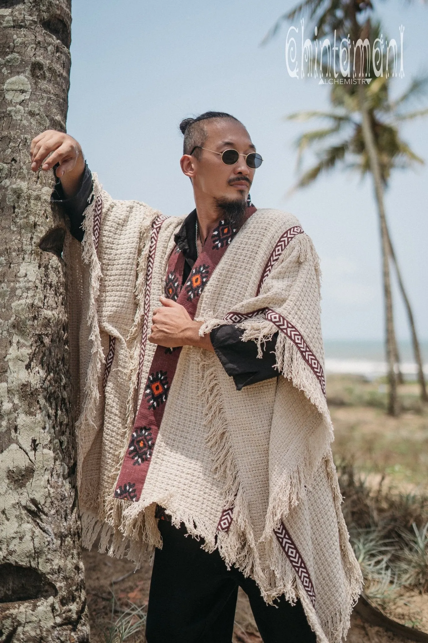 Short Berber Poncho for Men / Hemp