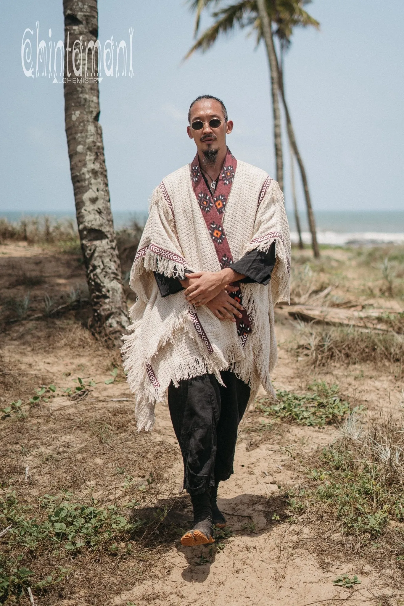 Short Berber Poncho for Men / Hemp