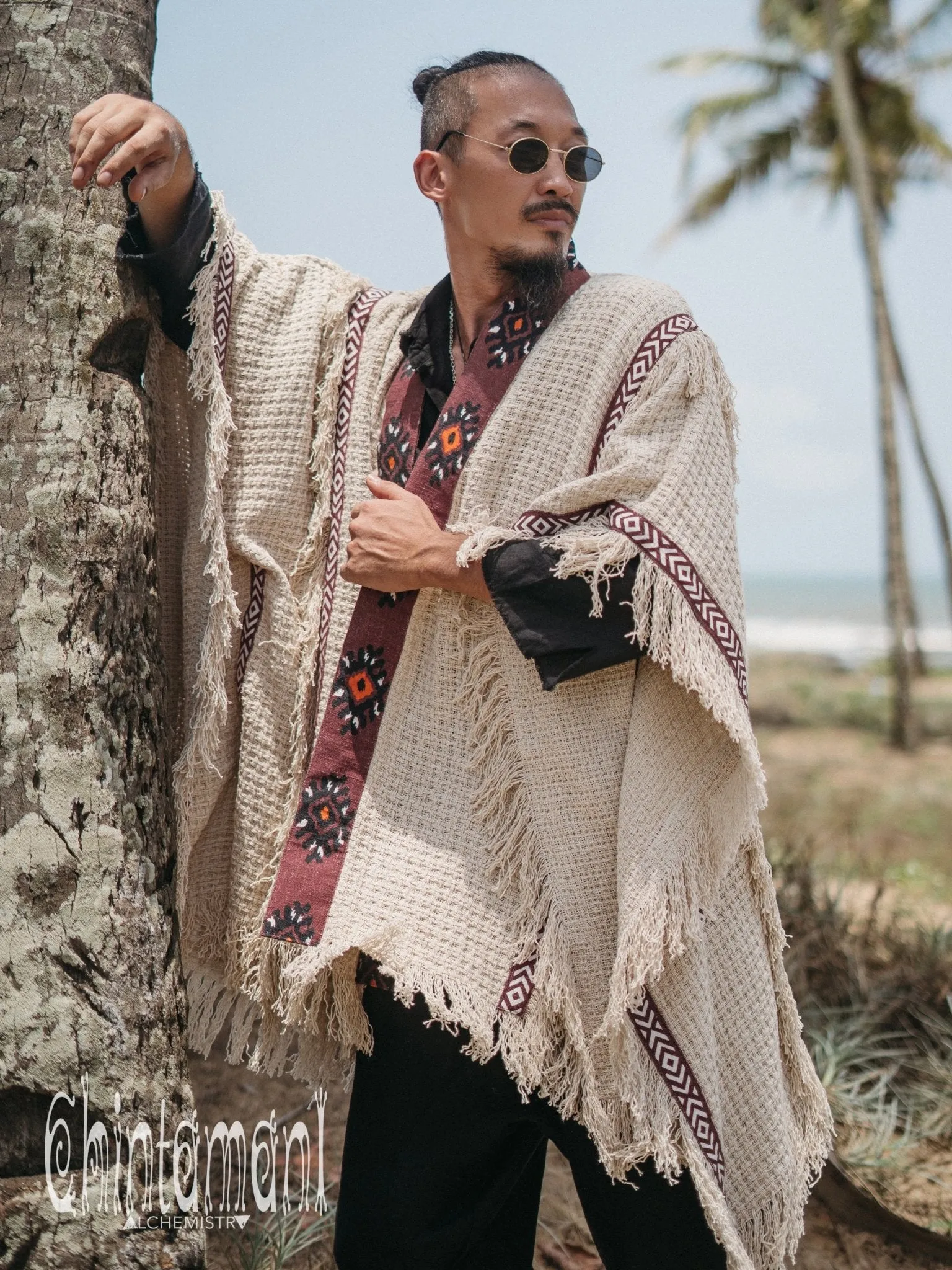 Short Berber Poncho for Men / Hemp