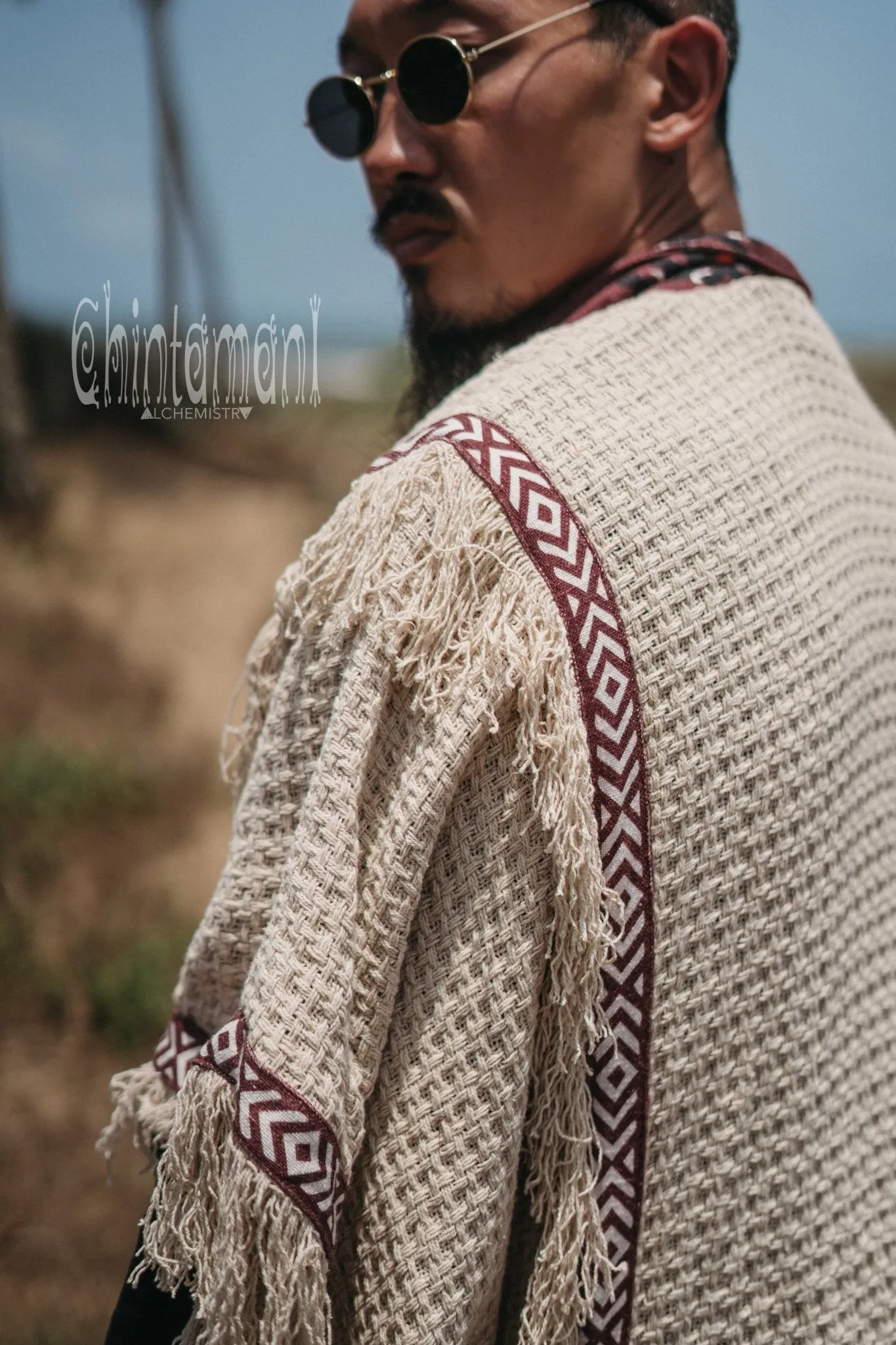 Short Berber Poncho for Men / Hemp