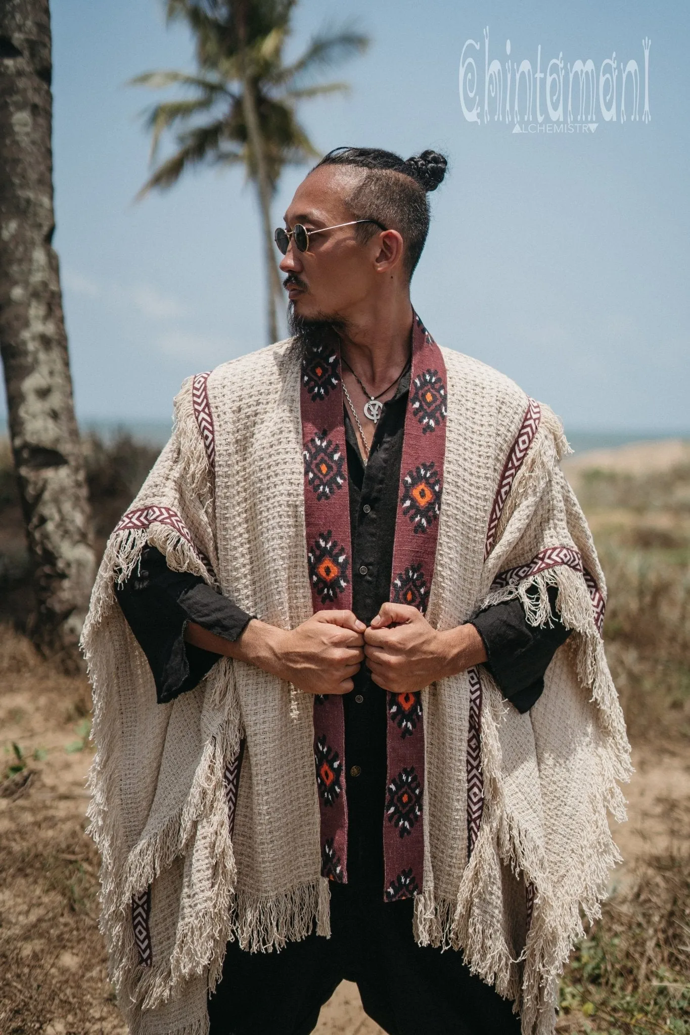 Short Berber Poncho for Men / Hemp