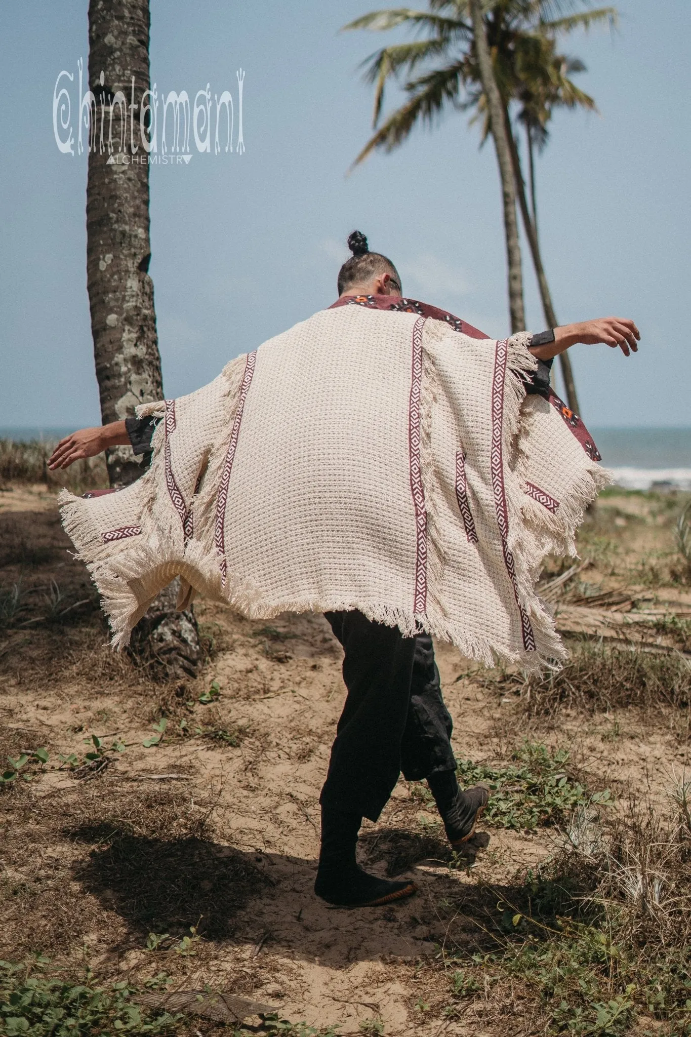 Short Berber Poncho for Men / Hemp