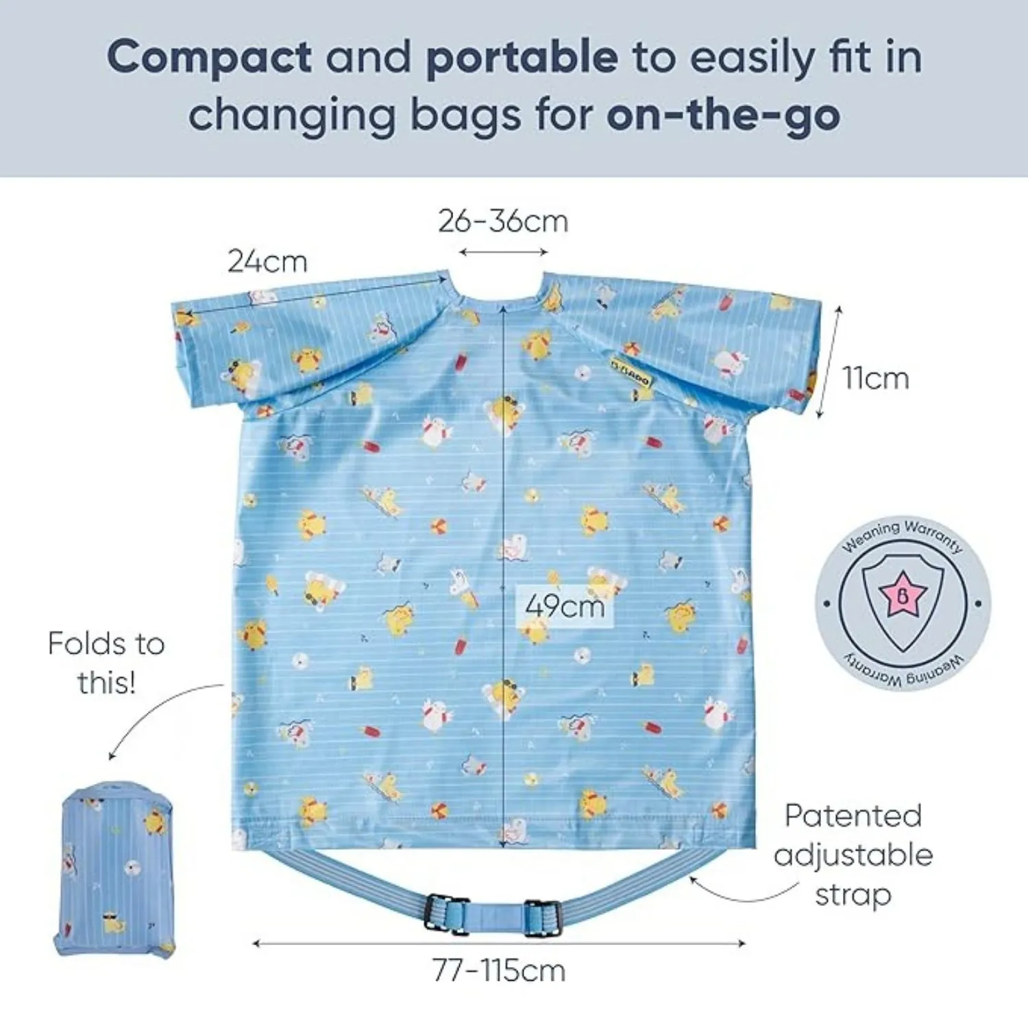 Short-Sleeve Coverall Weaning Bib Ducklings Pool Party Blue