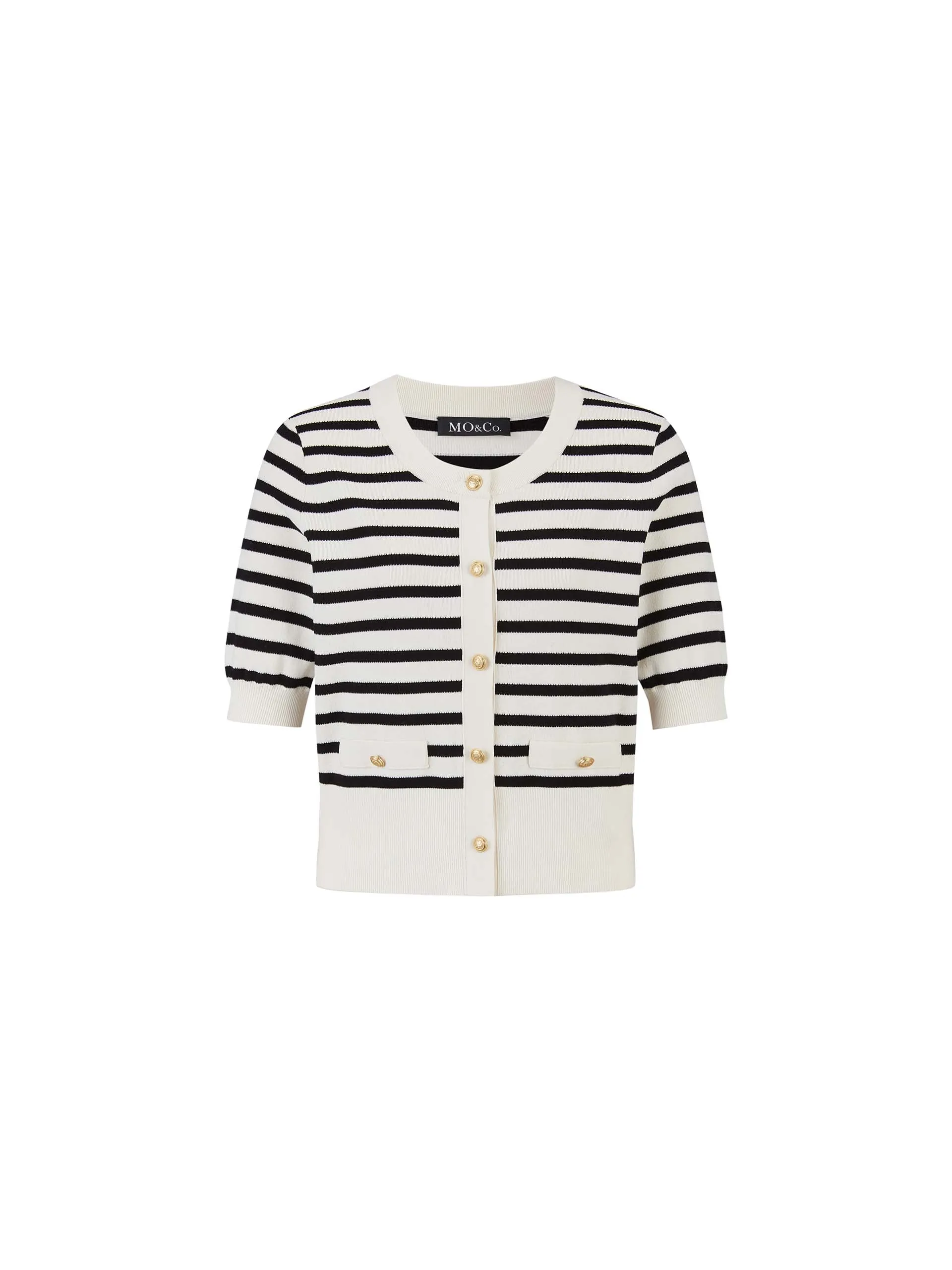 Short Sleeve Striped Cardigan