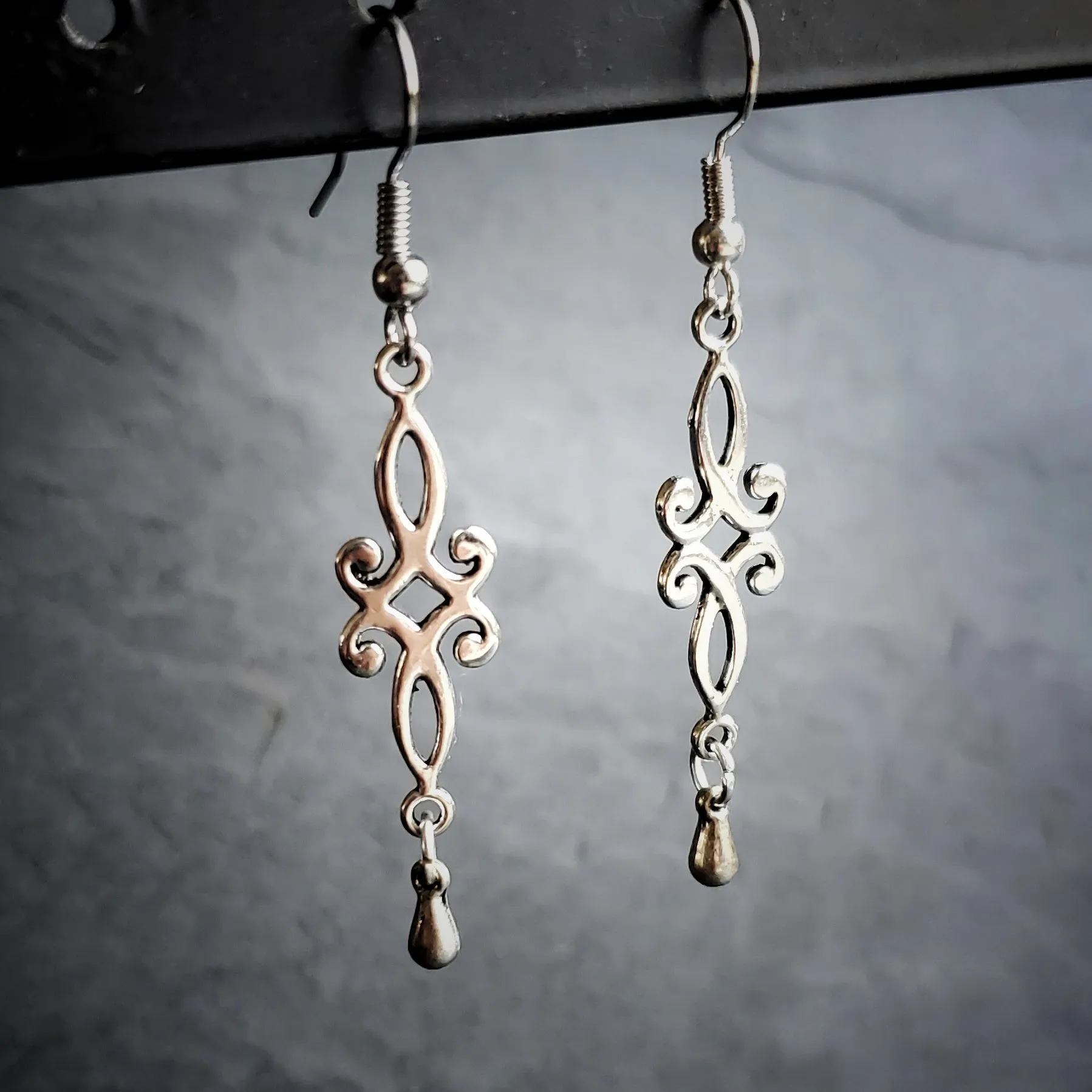 Siver Drop Renaissance Earrings Fantasy Jewelry