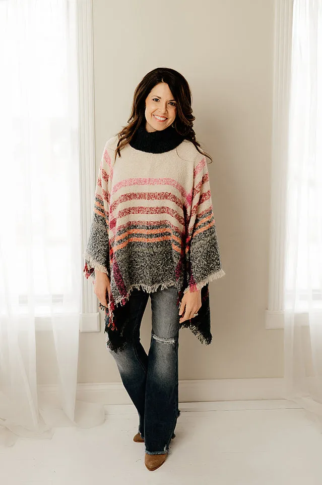 Soft Boucle Plaid Poncho