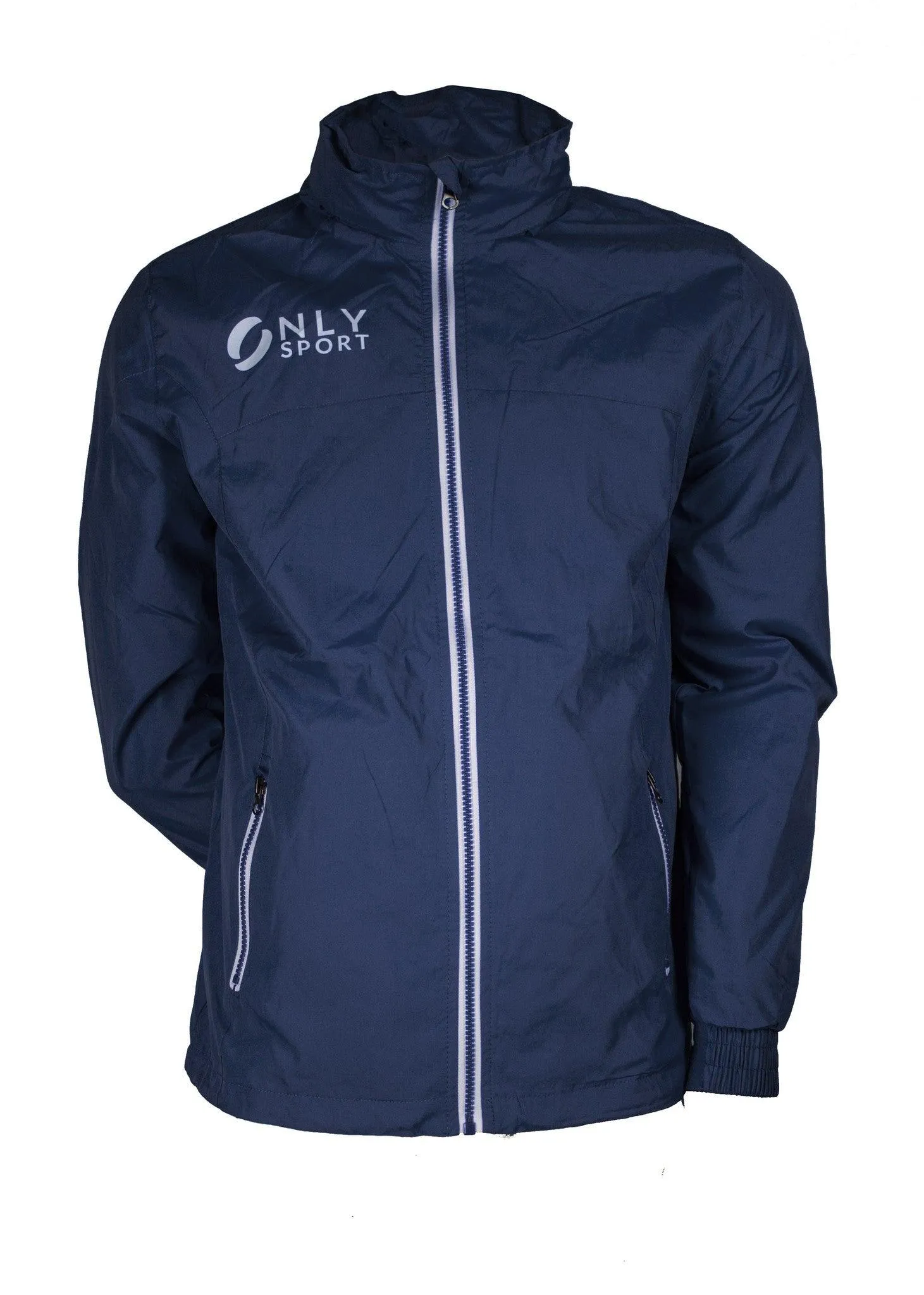 SPRAY JACKET WITH WHITE ZIP TRIM - NAVY BLUE