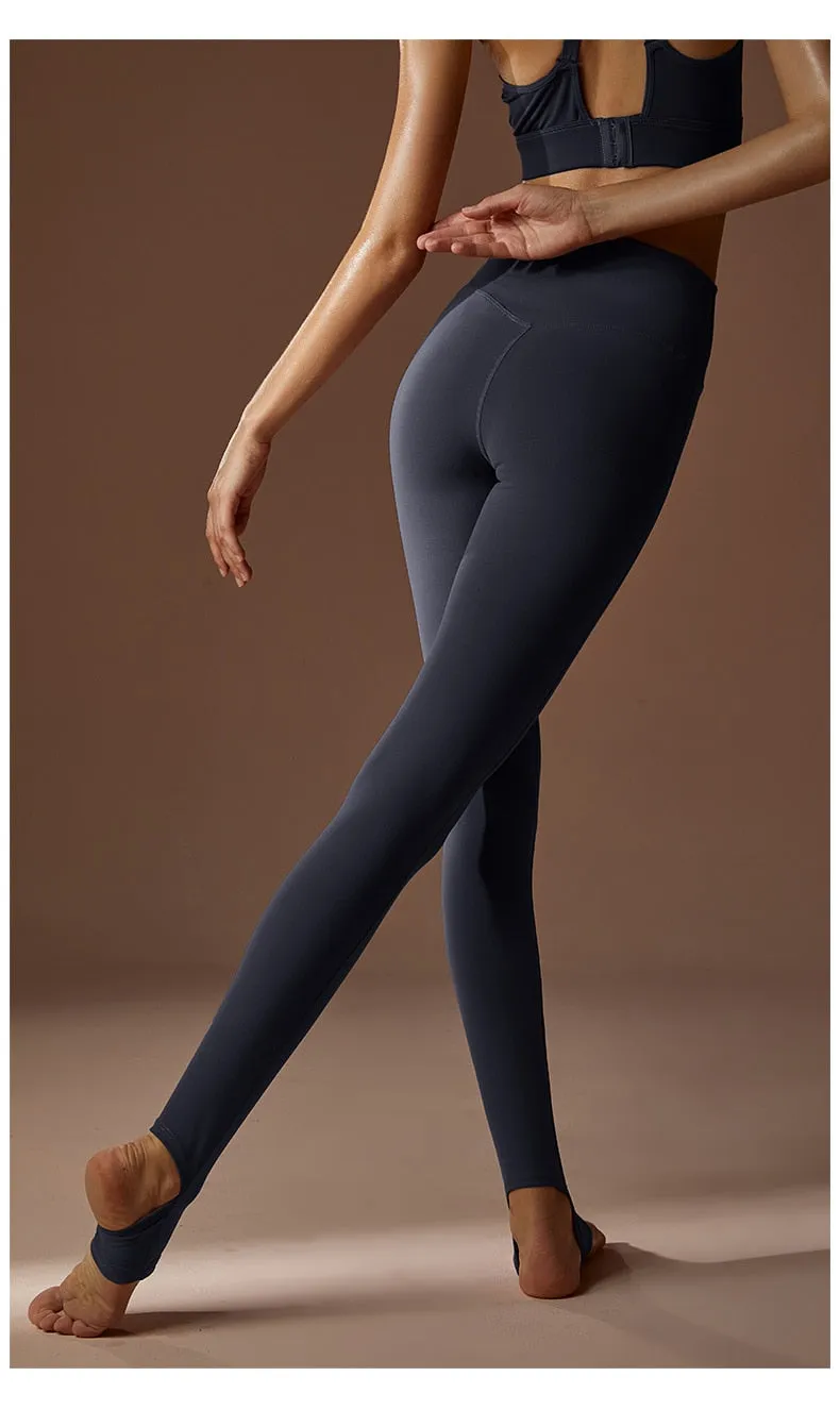 Stirrup Feet High Waist Hip Lift Yoga Pants Trainning Running Fitness Seamless Sports Leggings