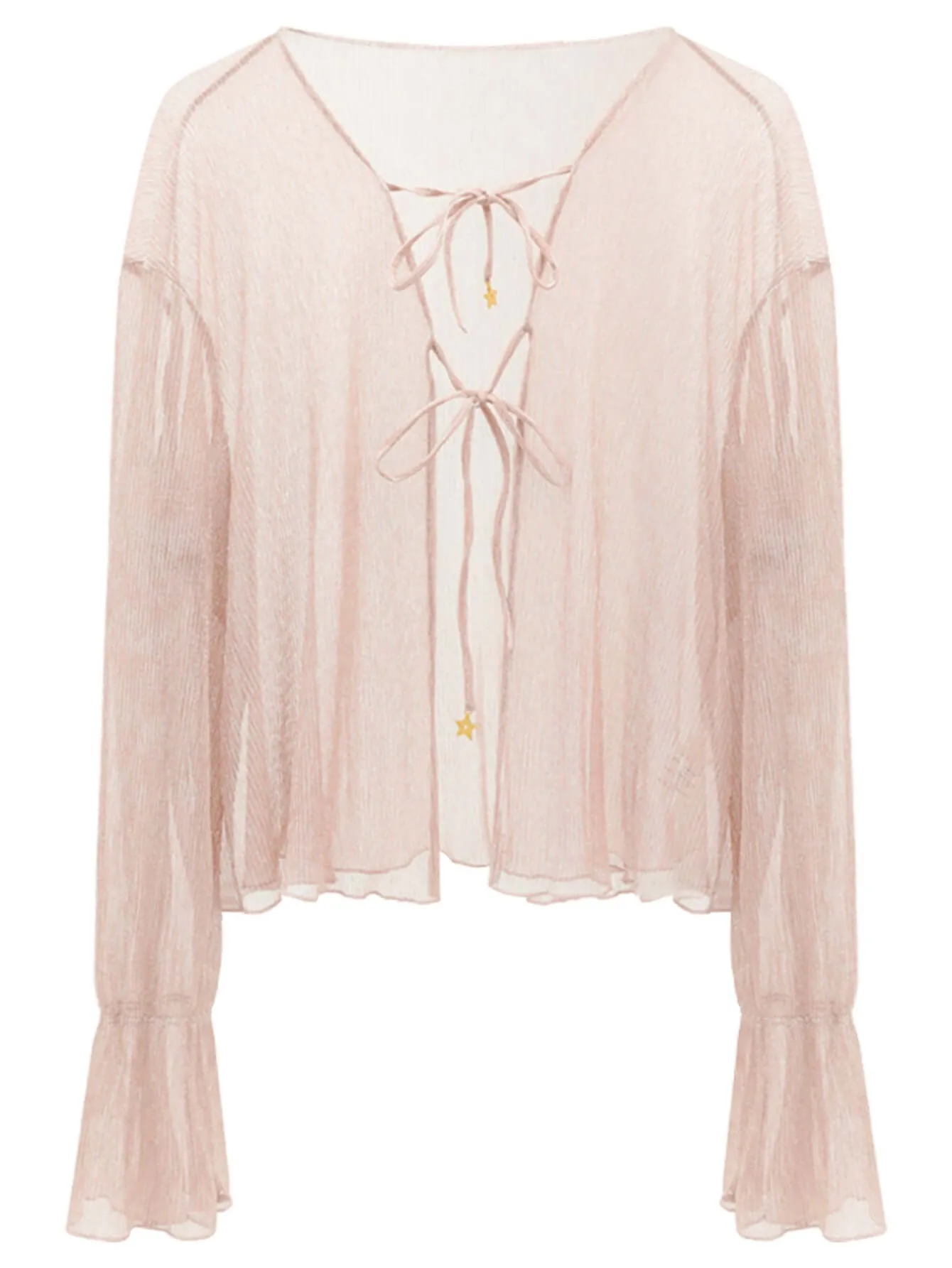 Sweet Plisse Sheer Pink Cardigan