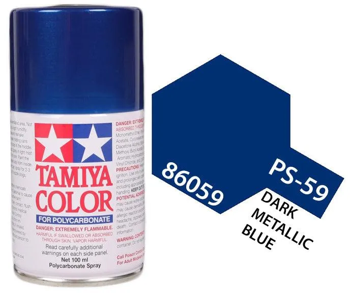 Tamiya 86059 PS-59 Dark Metallic Blue Polycarbonate Spray Paint 100ml TAM86059