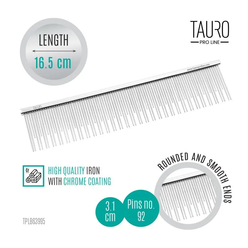 Tauro Pro Line Comb, metallic, double teeth, M