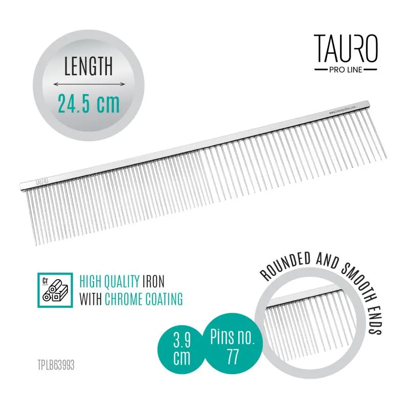 Tauro Pro Line Comb metallic, sparse and dense teeth, L