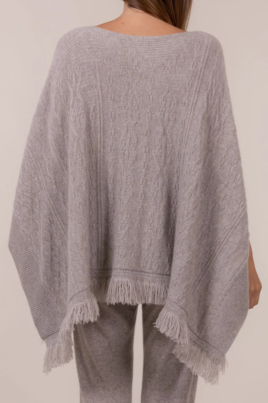 TEXTURED FRINGE PONCHO