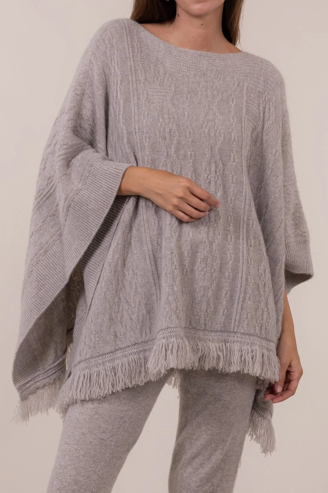 TEXTURED FRINGE PONCHO