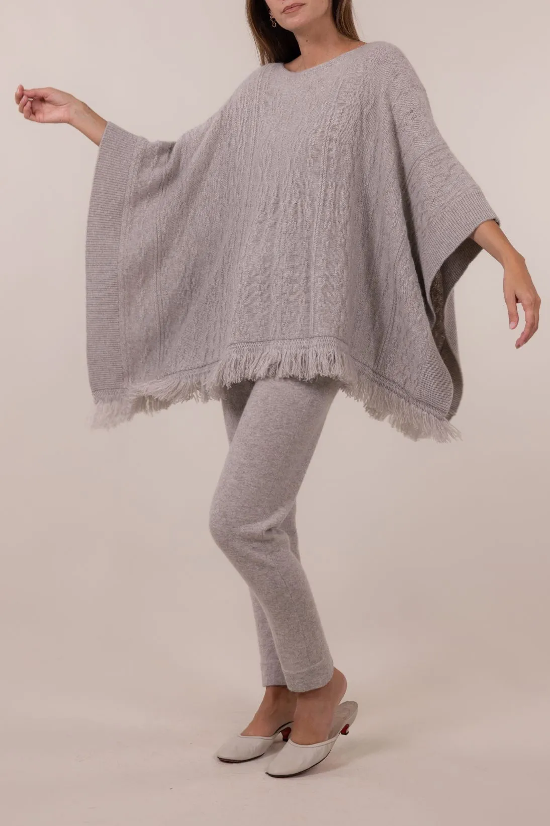 TEXTURED FRINGE PONCHO