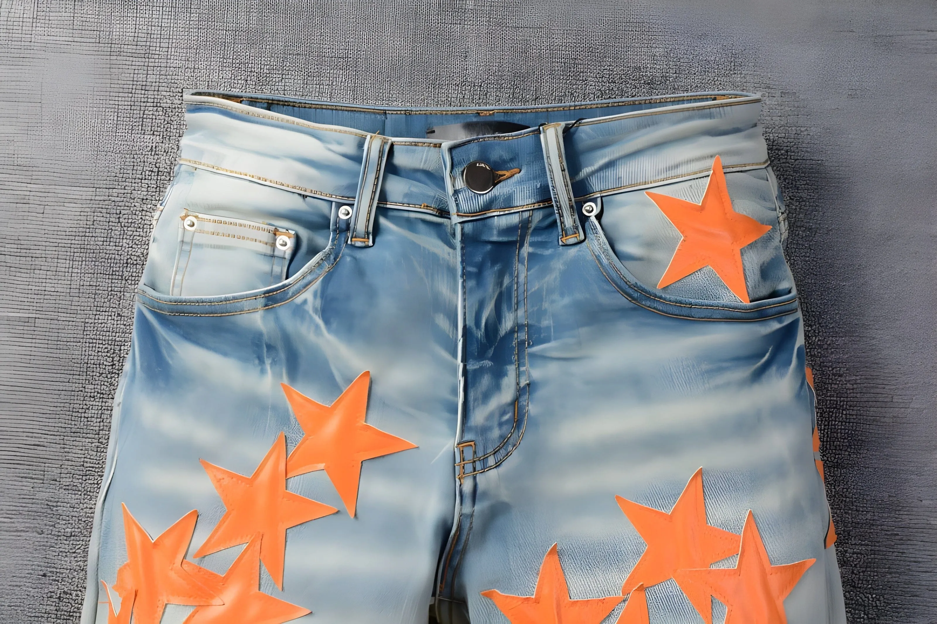 The Hollywood Patchwork Denim Jeans - Orange