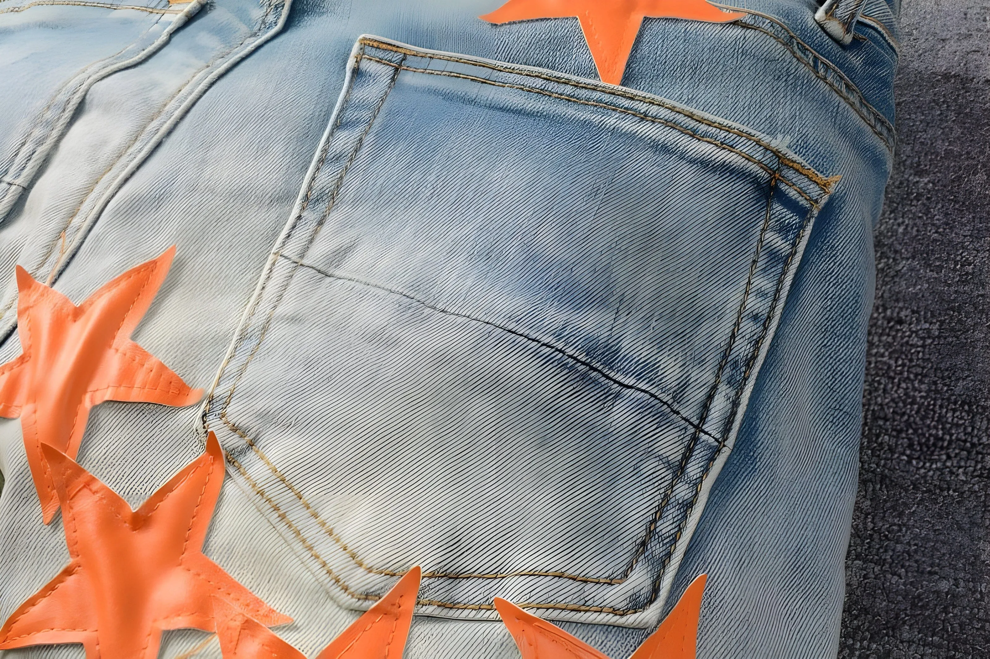 The Hollywood Patchwork Denim Jeans - Orange