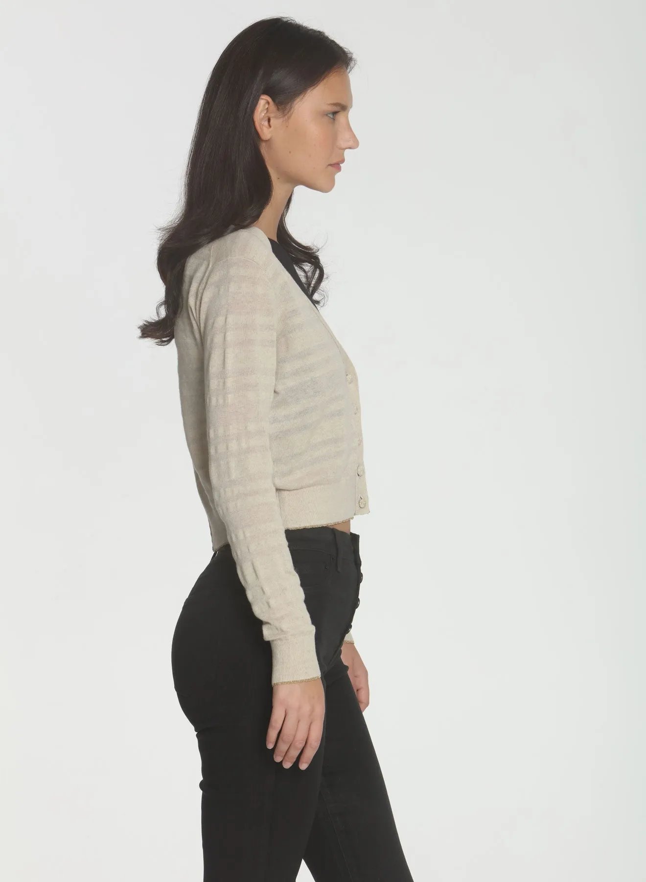 Thea Stripe Cardigan - Sand